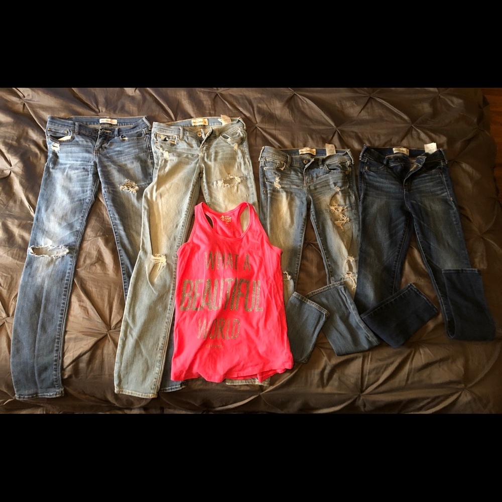 Girls lot of Abercrombie jeans and tank